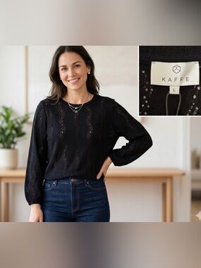 Kaffe Eyelet Knit Blouse